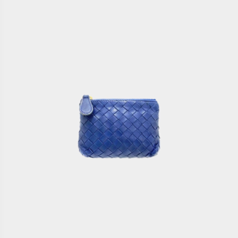 BOTTEGA VENETA 2008 BLUE INTRECCIATO LEATHER COIN CASE